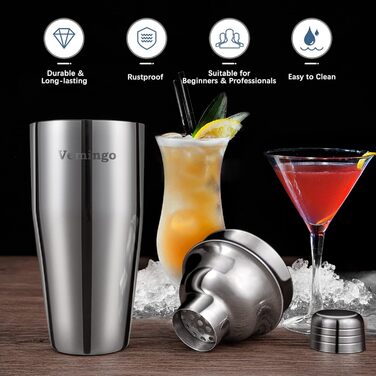 Подарунковий набір для коктейлів 20 предметів: шейкер, стійка акрилова 360°, мірний стакан, барний набір 750 мл, нержавіюча сталь