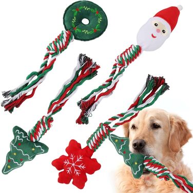 Різдвяна іграшка для собак ACTOYS * 4 шт. , іграшка для собак мотузка жувальна іграшка різдвяна, різдвяний набір іграшок для собак, іграшка для собак мотузка, жувальна іграшка для собак різдвяна іграшка для собак писклява