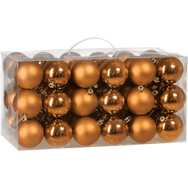 Різдвяні кульки Deuba, набір з 54 пластикових матових блискучих різдвяних прикрас, діаметром 3, 4, 6 см всередині та зовні (мідь / коричневий)