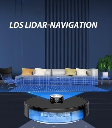 Робот-пилосос Oryzom Saugroboter V8 Pro: повний цикл прибирання, функція миття підлоги, керування через додаток, потужність 3000Pa, чорний