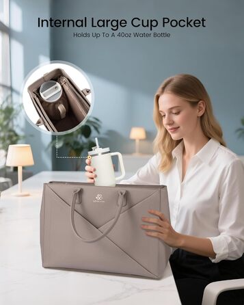 LOVEVOOK Сумка для ноутбука 15.6 дюймів, жіноча, велика, з натуральної шкіри, на плечі, для роботи, навчання, офісу, універсальна, сумка-шоппер, тоут, для жінок