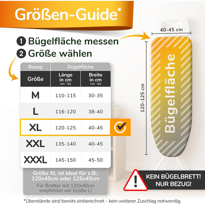 Покриття для прасувальної дошки Turbo 120x45 см, німецька якість, бавовняне покриття ÖKOTEX, терморефлексія, 5 розмірів, фіксатор EasyFit, XL площею 120-125x40-45 см, блакитно-сірий колір