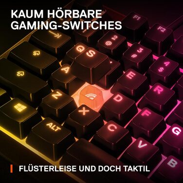 Клавіатура SteelSeries Apex 3 TKL для ігор – RGB, компактний TKL, 8 зон RGB-підсвічування, стійка до води та пилу, тихі ігрові клавіші, DE Layout QWERTZ, чорний колір