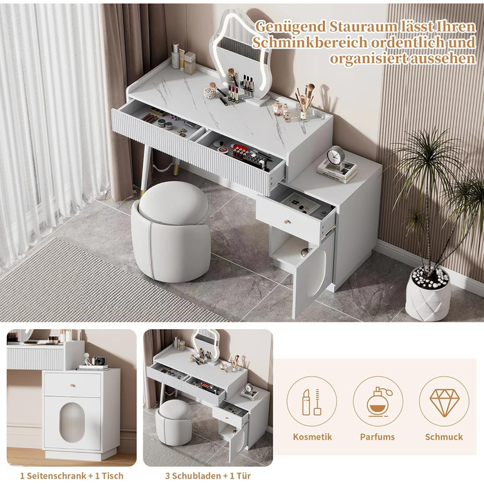 Сучасний туалетний столик ModernLuxe з дзеркалом та 5 висувними ящиками (100x76x40 см)