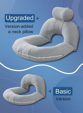 Підкова для читання INSEN: спинка для сидіння в ліжку, для читання, відпочинку, мам та дітей. Охолоджуюча підкова сірого кольору з охолоджуючими смугами