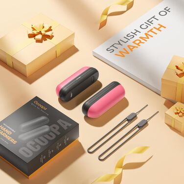 OCOOPA Грілки для рук UT2S Mini, 5200mAh, 2 шт. - Магнітні електричні грілки для рук, багаторазові, для кемпінгу та відпочинку на природі, подарунок для жінок та чоловіків (чорний рожевий)