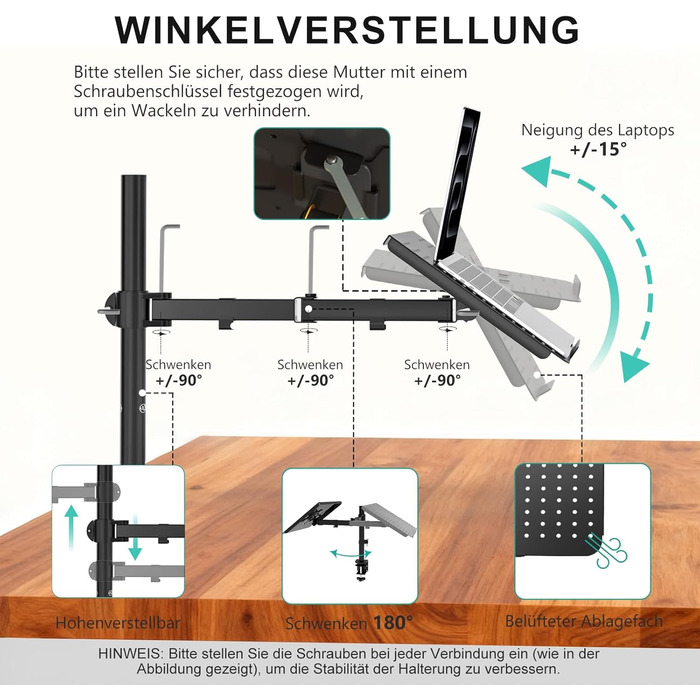 Підставка для ноутбука WALI на стіл - ергономічна, для 17