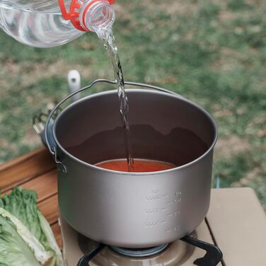 iBasingo 2.9L Титановий туристичний посуд з великою місткістю - казанок для кемпінгу, легкий похідний набір для приготування їжі, кухонні аксесуари з складною ручкою для 1-3 осіб (Ti2045C)