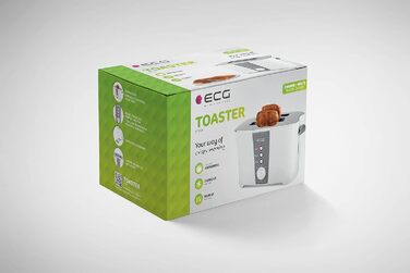 Тостер ECG ST 818, 800 Вт, автоматичне відключення, білий