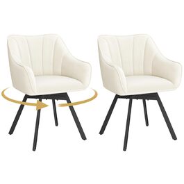 Набір з 2-х обертових кухонних стільців Yaheetech з підлокітниками та металевими ніжками, бежевий