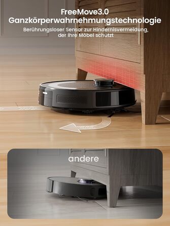 Робот-пилосос LEFANT M2 з функцією миття, 6000Pa, LiDAR-навігація, зони заборони, 140 хв, багатоступінчасте мапування, для тварин, килимів та твердих підлог (M2S-B)