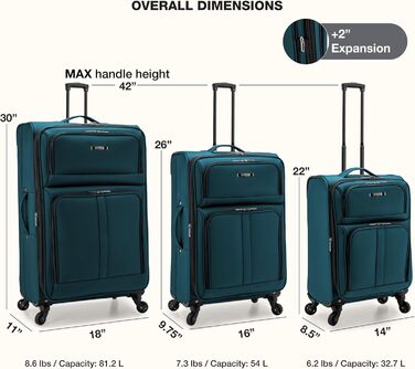 Набір валіз U.S. Traveler Anzio Softside Spinner 3-Piece (22/26/30) блакитно-зелений