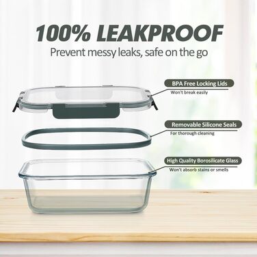 Набір контейнерів Verones 24 шт. з кришкою, сірий, повітріобмінний, для зберігання їжі, морозильник, посудомийна машина