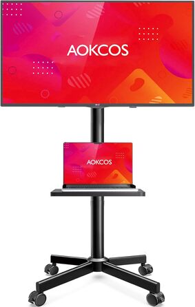 Підставка для телевізора на колесах для 32-65 дюймів, чорна, до 40 кг, VESA 400x400 мм