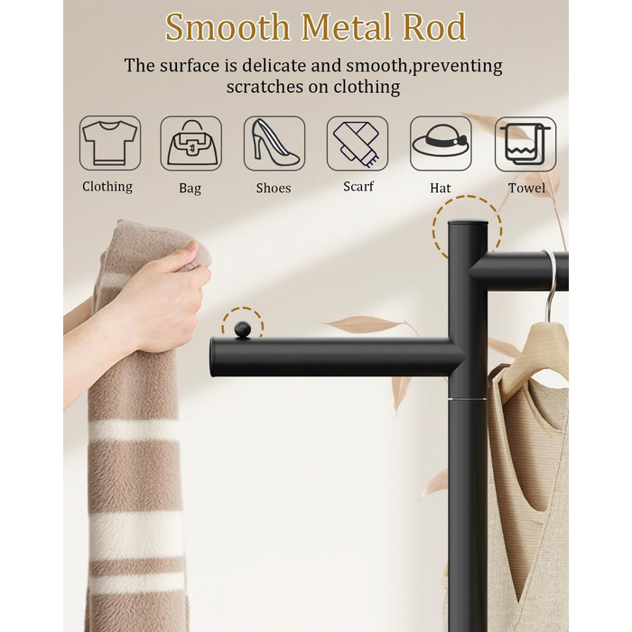 Підлоговий вішак для одягу Metall, 175 см, білий. Підходить для курток, шапок, сумок. Стабільна база, розмір 39x26x175 см.