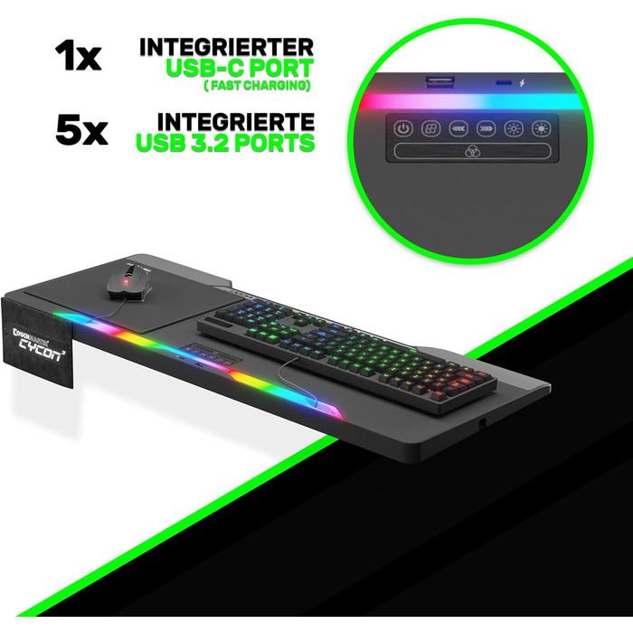 Couchmaster CYCON³: Ергономічний стіл для ноутбука для дивану, софи та ліжка з USB хабом (Чорний)