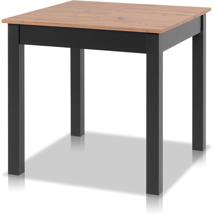 Розсувний обідній стіл Smart 80x80 см, Asteiche, для кухні, розтягується до 120 см, з висувною платформою, на 6 осіб