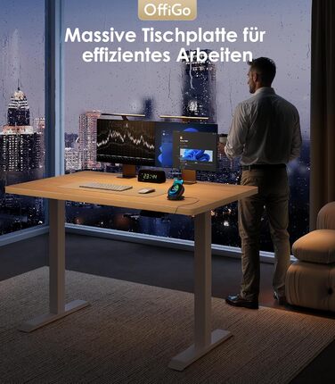 Регульований стіл OffiGo з 2 моторами, USB-C, 3 пам'яті, для столів 100-200 см (140 см, дуб)