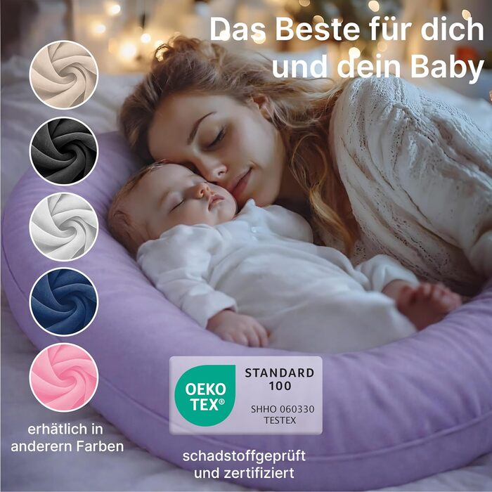 Подушка для вагітних ELONEO NEU для сну на боці, подушка для годування, XXL, фіолетова, знімний чохол, подушка для читання, пральна