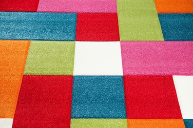 Дитячий килимок, килимок для ігор, дитячий килим в клітку, багатобарвний червоний бірюзовий Помаранчевий кремовий зелений рожевий Розмір (200 x 290 см)