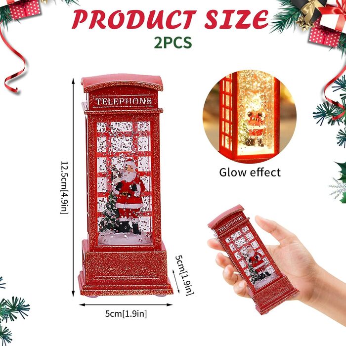 Сніжкові ліхтарики на батарейках з LED-підсвіткою, 2 шт. - прикраси для дому та святкування Різдва