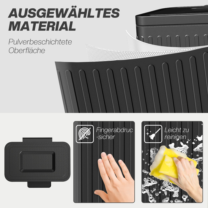 Відро для сміття з роздільними відсіками, 2 відсіки по 20 літрів, ефективне сортування сміття, з педальним механізмом, матеріал: пластик та метал, колір: чорний