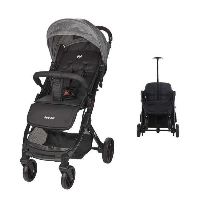 Дитячий прогулянковий візок Nania Myla компактний, до 22 кг, 0-4 роки, легкий (7.5 кг), для міста, з ручним регулюванням спинки до положення лежачи, великий кошик, з сумкою для транспортування