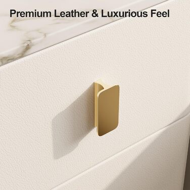 Нічний столик AQIMUELE, білий, з 3 шухлядами, 30 см, без встановлення, з екошкірою