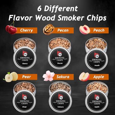 Набір для копчення коктейлів GOLDGE: набір для віскі з 6 видами дерев'яної стружки, ліхтарик, каміння для віскі. Подарунок для батька, чоловіка