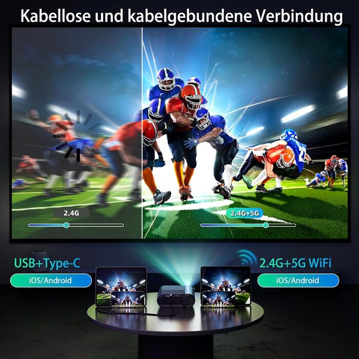 Портативний проєктор Vamvo WiFi 1080P для телефону/планшета/ноутбука/TV Stick