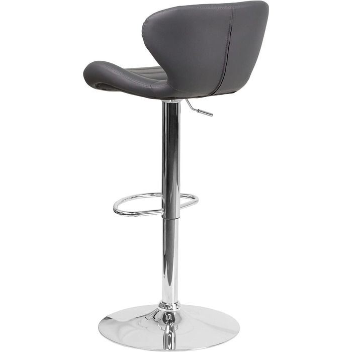 Барний стілець Flash Furniture Denville з тканини, регульований по висоті, з вигнутою спинкою та хромованою основою, 2 шт. (Сірий вініл)