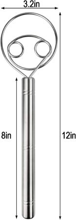 Датський віночок для тіста Juome, 12 з нержавіючої сталі, ручний міксер для хліба, тіста, піци, тортів, десертів, ручний міксер для хліба, тіста, піци, десертів