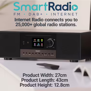Інтернет-радіо з CD-програвачем, Bluetooth, DAB+, FM, 120 Вт 2.1 стерео, Wi-Fi, Spotify, подкасти, з дисплеєм Majority Quadriga
