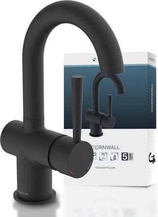 Змішувач для ванної SCHÜTTE 79710 LONDON з висувною лійкою, для миття волосся, однорідний, з комплектом для зливу, хром (чорний)