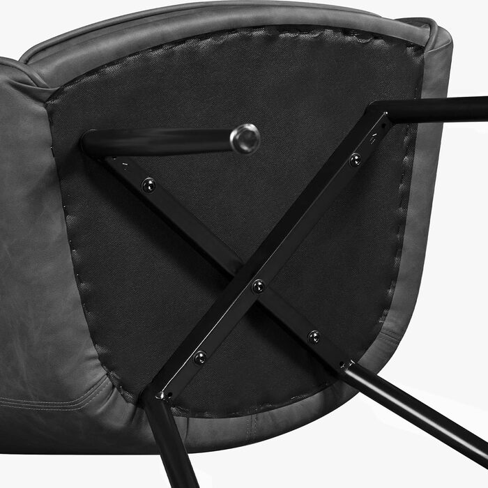 Стільці для їдальні Yaheetech, кухонні стільці з м'яким сидінням та підлокітниками, метал, штучна шкіра, коричневі (темно-сіра штучна шкіра), набір 4 шт.