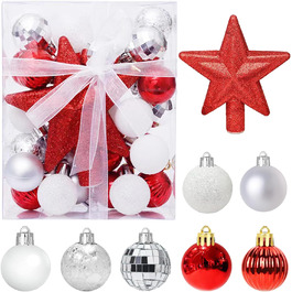 Міні-різдвяних кульок, 3 см, на вішалці, червоно-білий, 30