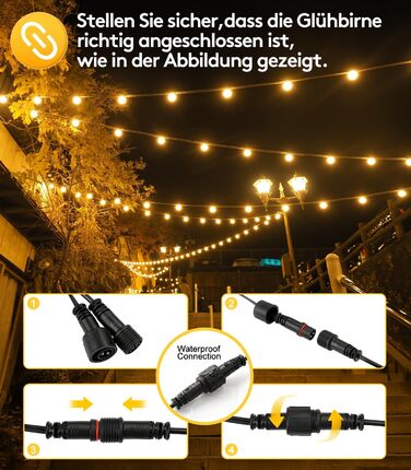 Ланцюжок гірлянда LED зовнішній для саду, балкона, павільйону, тераси. 20 метрів, IP44, з пусковим пристроєм.