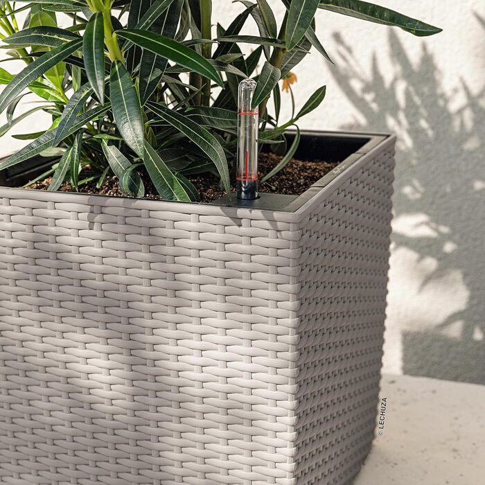 Горщик Lechuza Cube Cottage 30, 30x30x30 см, система автополиву, пісочно-коричневий