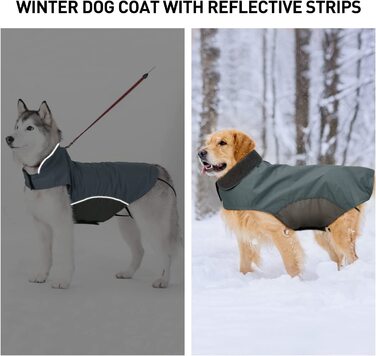Куртка для собак Bwiv, водонепроникна зимова куртка з отвором для повідця, для захисту живота, жилет для домашніх тварин, легкий дощовик на липучці, зимове пальто для собак середнього розміру (6XL, сірий)