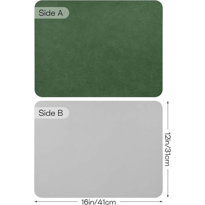 Набори підставок під тарілки з PU-шкіри, 6 шт., 40x30 см, водонепроникні, стійкі до високих температур, для дому, на кухню, на пікнік, зелено-сірі