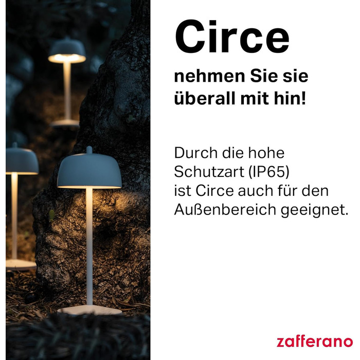 Zafferano Circe: Бездротова LED-лампа для дому та саду, Corten, 30 см, димер, 2200-3000K, керування кнопкою