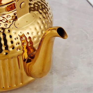 Чайник sanqiahome об'ємом 1,4 літра з нержавіючої сталі з фільтруючою вставкою, з ручкою для просіювання чаю, індукційний (Золотий, 1800 мл)