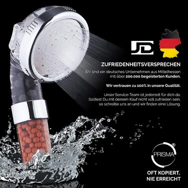 Насадка для душу Prisma: інтенсивний потік, економія води, 3 функції, фільтр, дощова лійка, ручна лійка, масаж (запасний комплект)
