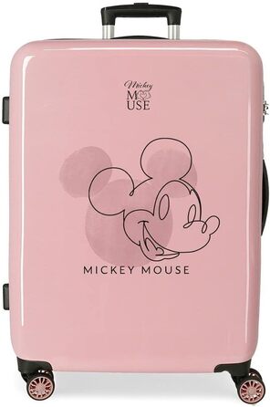 Візок для кабіни Disney Mickey Outline рожевий 38x55x20 см Жорсткий бічний кодовий замок з ABS 34 л 2 кг 4 колеса Подвійна ручна поклажа (середня валіза)