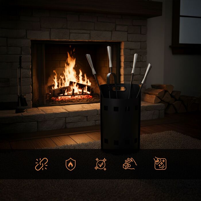 Набір для каміну Relaxdays, 5 предметів з контейнером