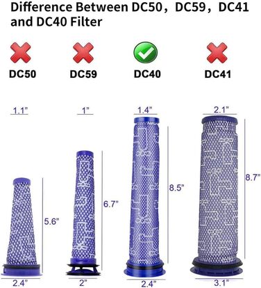 Набір змінних фільтрів Dyson DC40, сумісний з тваринами/кількома поверхами/походженням, частина 923587-02 і 922676-01