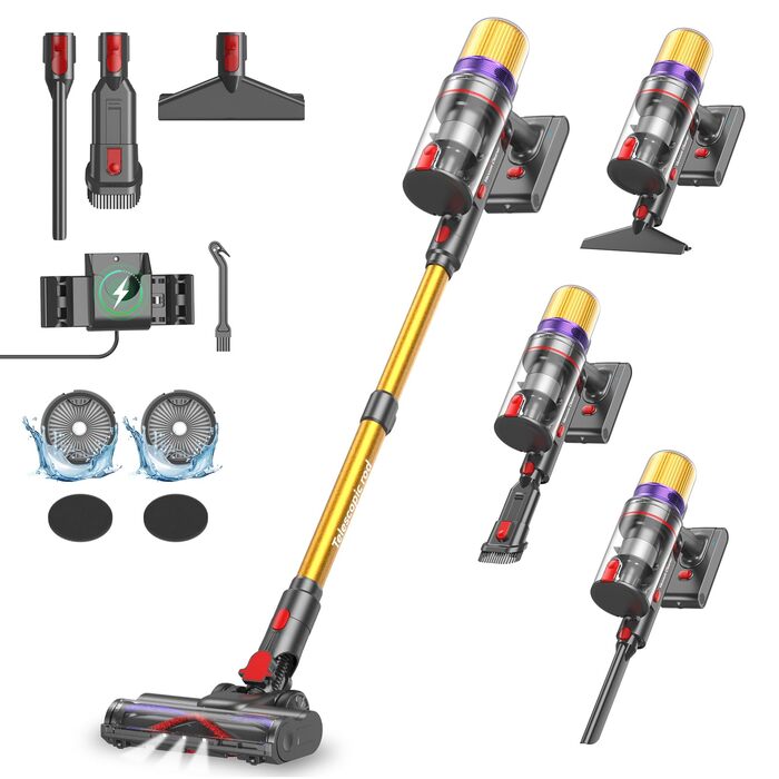 Акумуляторний пилосос V16 600W 55Kpa 80хв з LED-дисплеєм для килимів, шерсті тварин та твердих підлог