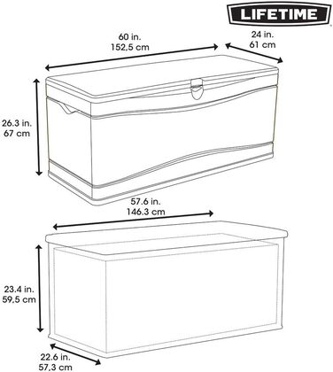 Садовий ящик для зберігання LIFETIME 60089, 127x64x67 см, коричневий, UV100, вологостійкий