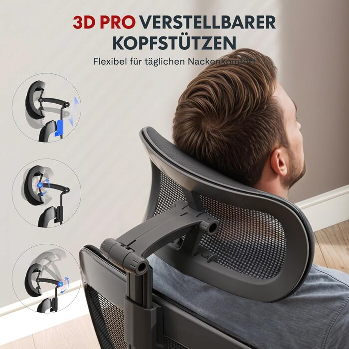 Офісний стіл FLEXISPOT Pro (Чорний Mesh): ергономічний крісло з регульованою підголівником, підлокітниками та поперековою підтримкою, функція гойдання 120° для дому, офісу та робочого кабінету