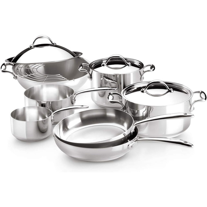 Сковорода Lagostina Accademia Lagofusion з нержавіючої сталі 18/10, діаметр 20 см, для індукційних, газових плит та до 250°C, з матовим внутрішнім покриттям та прикріпленими ручками, 5-шарове дно